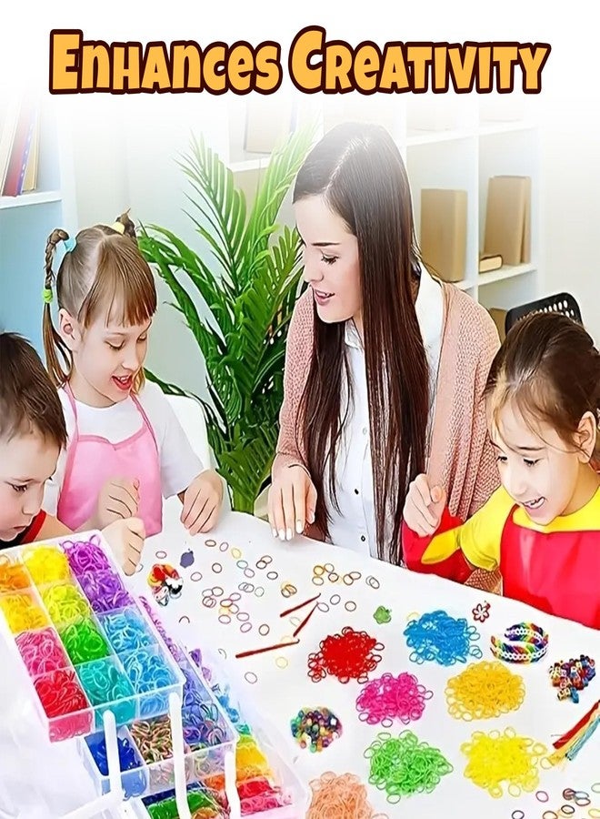 Homeaura 2500Pcs+ Loom Bands Making Kit for Kids Girls Rainbow Looms Rubber Band Craft Friendship Bracelet Maker Loom Band Set with Braiding Tools Letter Beads & Cute Pendants Multicolour - Image 3